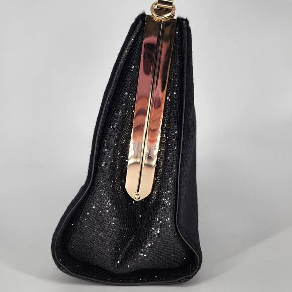 Ameri Mode Black Faux Fur & Glitter Convertible Purse Women’s One Size - Picture 11 of 15